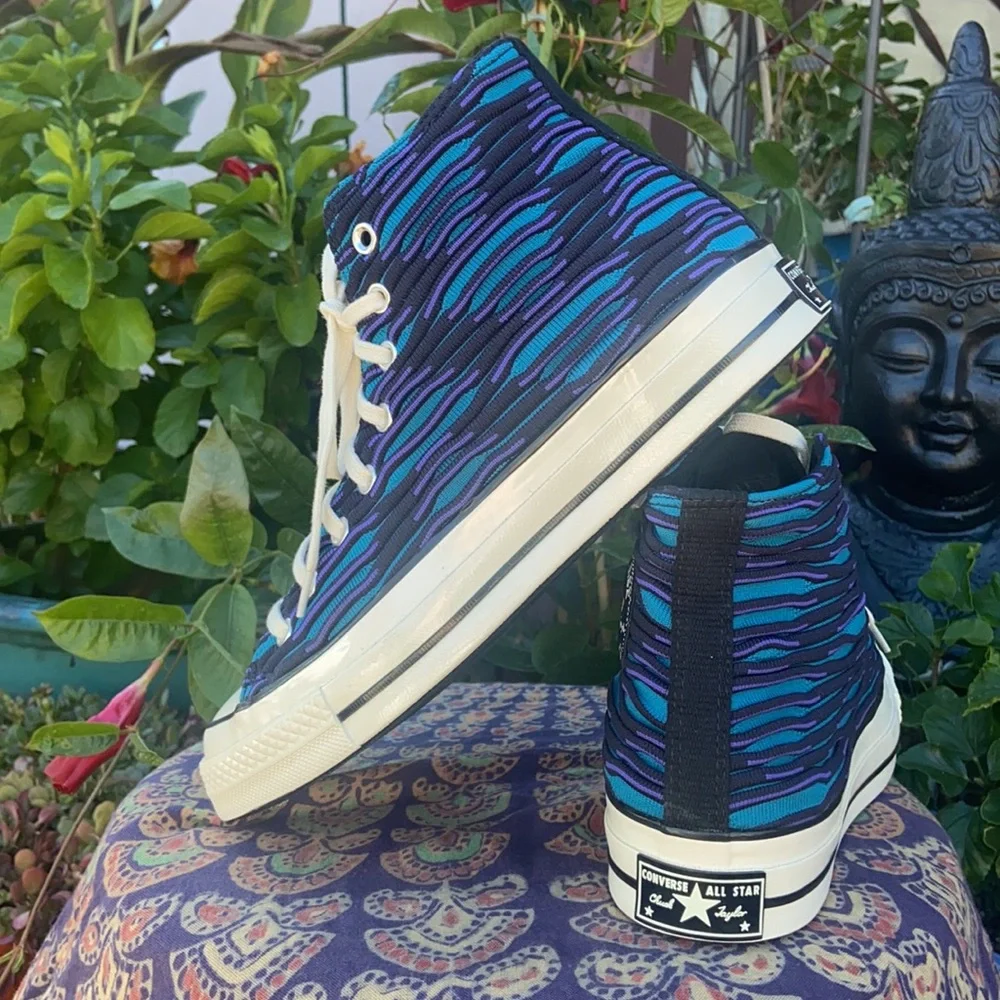 New Chuck 70 Blue Knit Converse Hi Top Sneakers - Picture 8 of 16